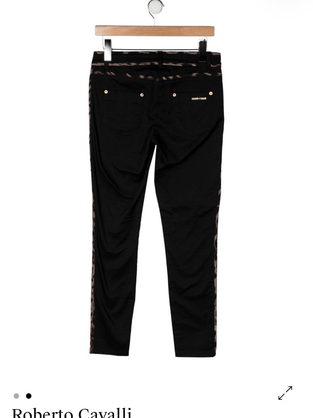 Roberto Cavalli Black Skinny Jeans with Leopard Trim
